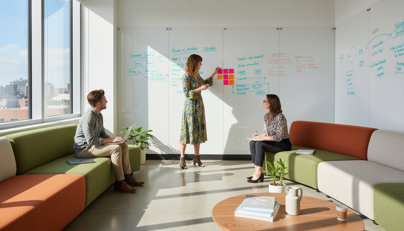 Activity-based neighborhoods encourage movement and cross-team pollination.