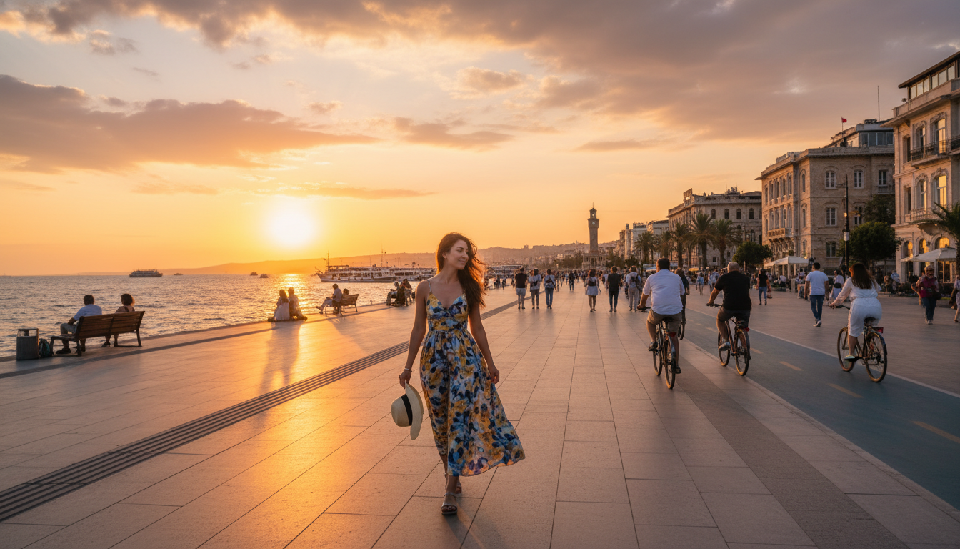 The Kordon promenade comes alive in the evening, offering stunning sunset views.